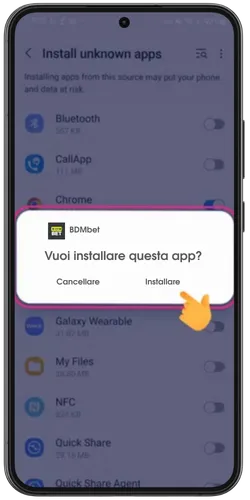 Installa lapplicazione