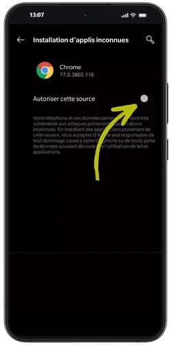 Installer des application inconnues
