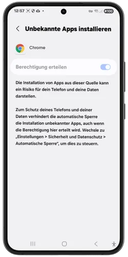 Unbekannte apps installieren