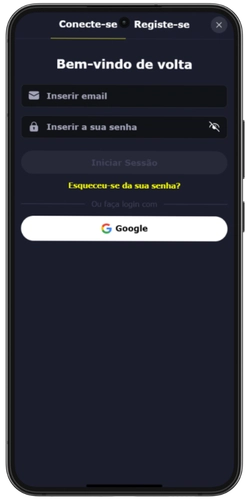 Introduzes email e password