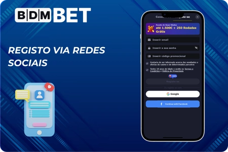 Registo via redes sociais BDMbet