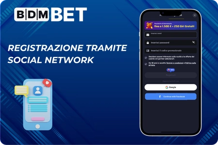 Registrazione tramite social network BDMbet